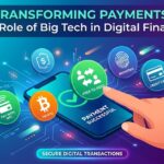 Digital payment icons hovering over a smartphone screen representing Big Tech's role in financial services.